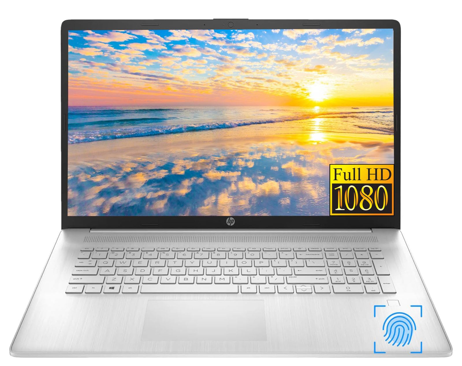 HP Laptop 17.3 FHD, AMD Ryzen 5 5500U, 32GB RAM, 1TB NVMe SSD, Fingerprint Reader, Win11, Natural Silver